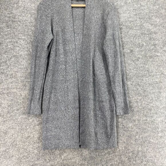 Loft Cardigan Women M Medium Gray Open Front Long Sleeve Rayon Knit Casual - Picture 4 of 10